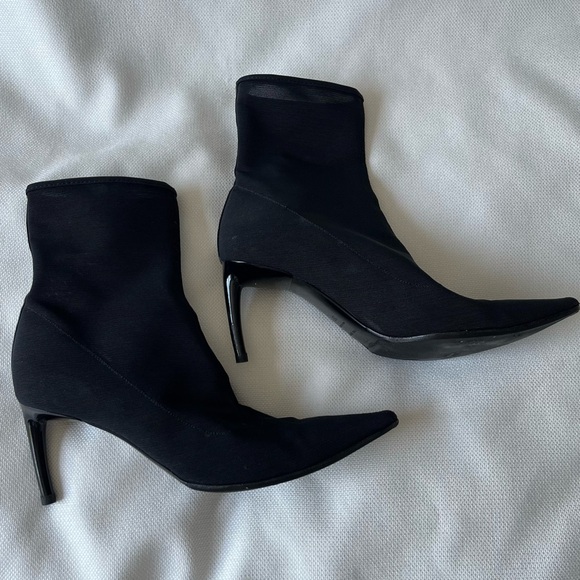 SERGIO ROSSI Vinyl Mesh Sock Boots Black Size 37 - Picture 4 of 14